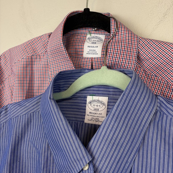Brooks Brothers Other - Brooks Brothers Shirts Mens 17 34/35 17-4/5 Blue Red Non Iron Cotton Dress Lot